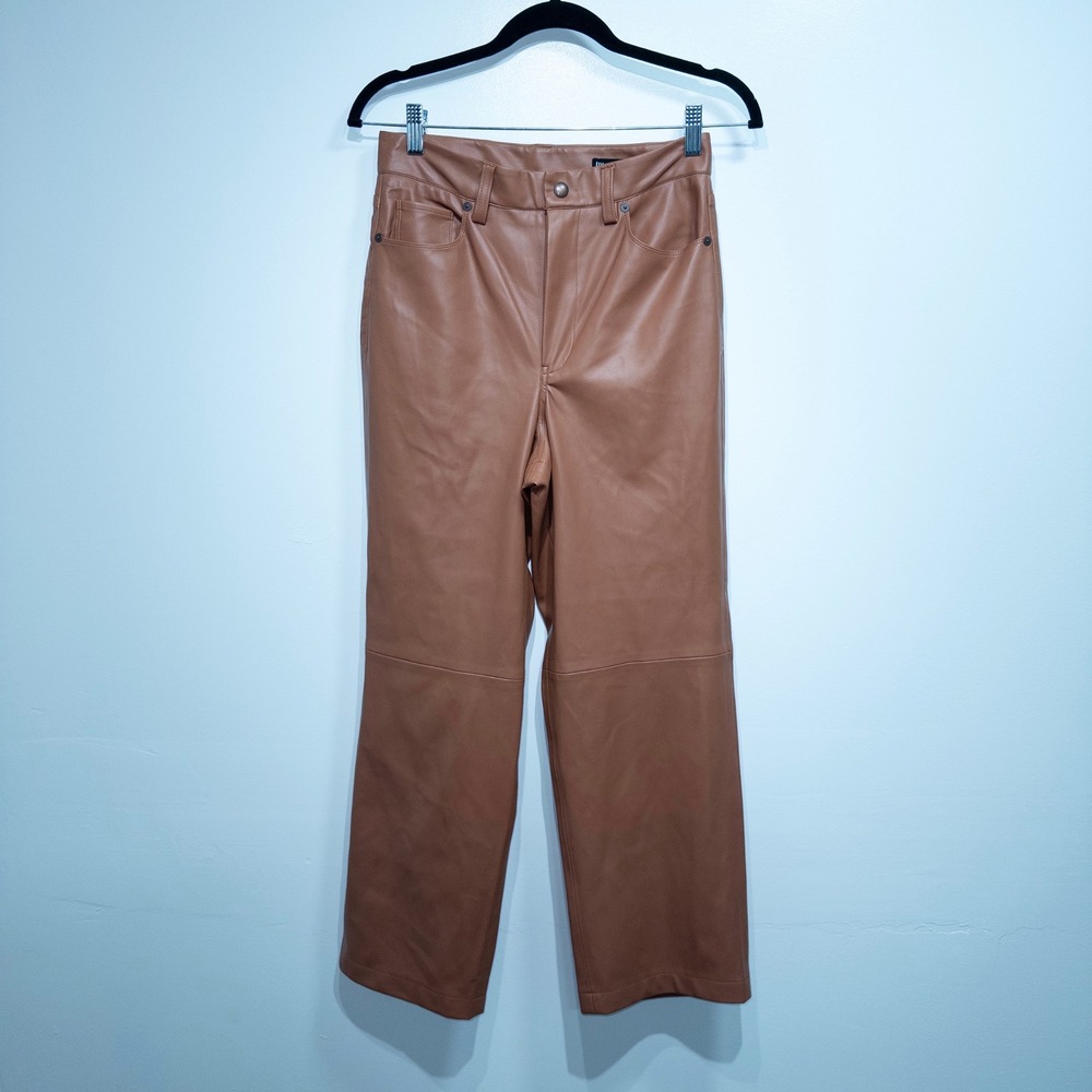 BlankNYC Cognac Brown The Baxter Ribcage Straight Faux Leather Pants 27